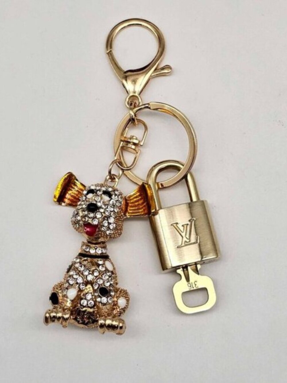 Authentic Louis Vuitton Gold Lock & Key ✨ Bag Charm Unbranded Dog Keychain